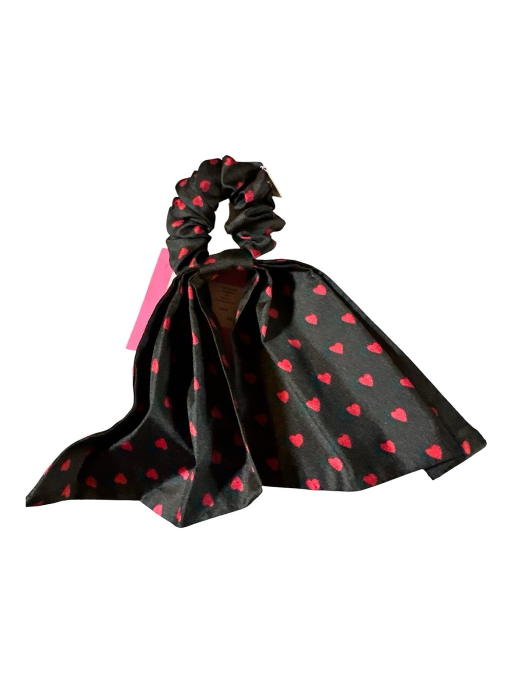 Kate Spade NWT Black Scrunchie w/Red Heart Scarf Accent - ANY Age Hair Accessory